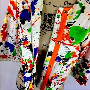 Anthracite Size 4 Cropped Paint Splatter Statement Jacket